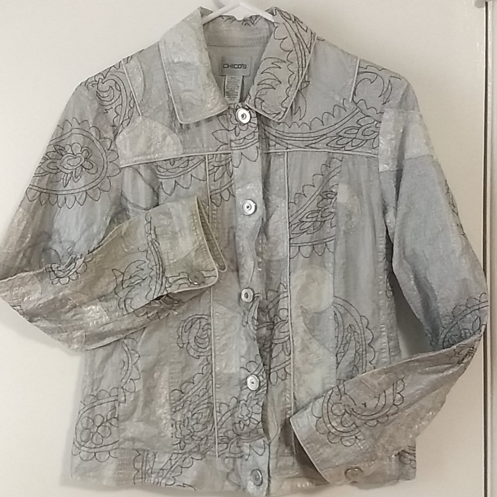 Chico's Silver Jean Style Jacket